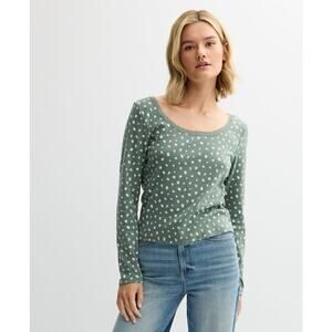 Pink Republic Women’s XL Green Floral Blouse Long Sleeve Lace Top Shirt